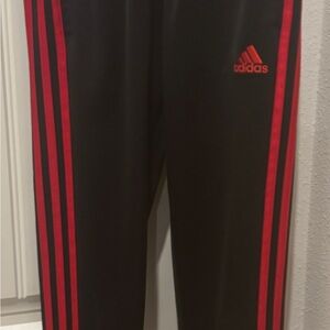 Adidas Kids Black Joggers with Red Accents